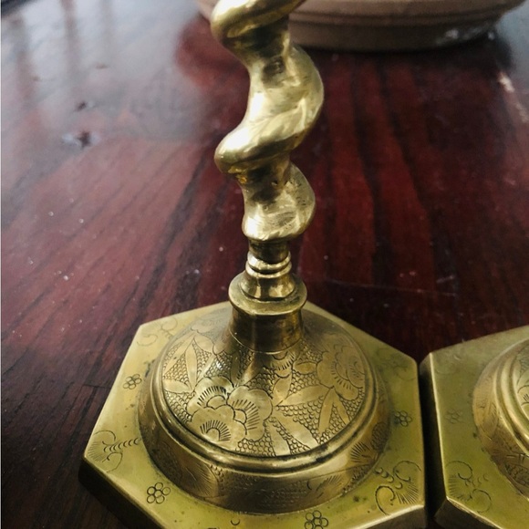Elegant Brass Candlestick Holders 11.5” height and 1” Dia - Picture 4 of 4